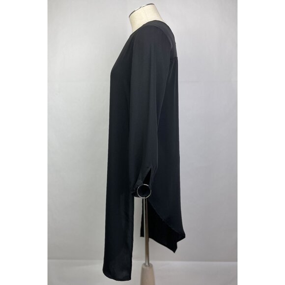 Zara Black Tunic Top Size XS Womens Blouse Long Sleeve Chiffon Assymetric - Picture 2 of 13